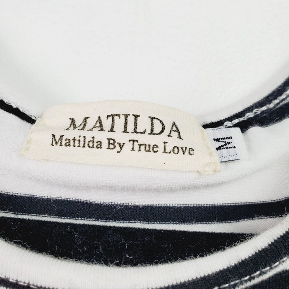 Matilda by True Love Bonjour A-Line Striped Dress Sz M - Picture 7 of 9
